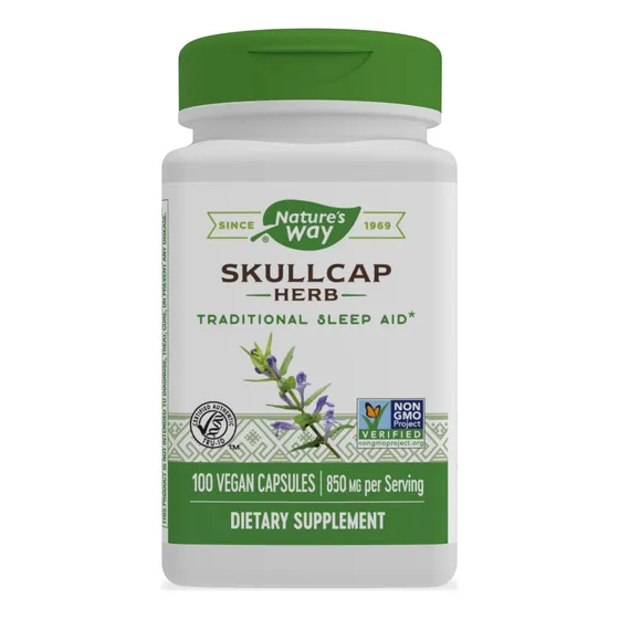 Suplemento Nature's Way Skullcap Herb 100 Cápsulas Veganas