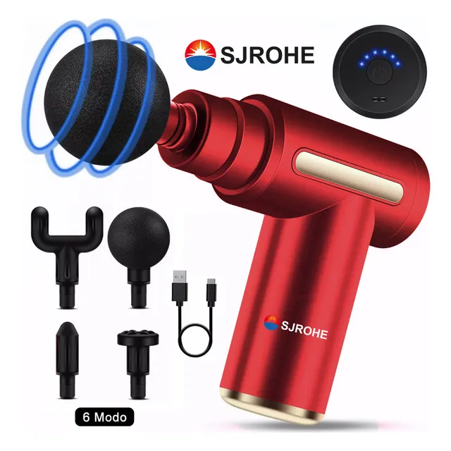 Sjrohe 6 Modo Pistola De Masaje Muscular Para Relajar Aliviar El Dolor Color Rosa Pistola Masajeador Espalda De Cuello Pies