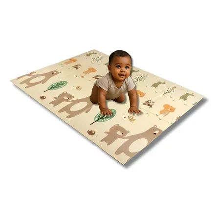 Tapete Tatame Infantil Emborrachado Dobrável Dupla Face 10mm Floresta Dos Ursos Floresta Dos Ursos