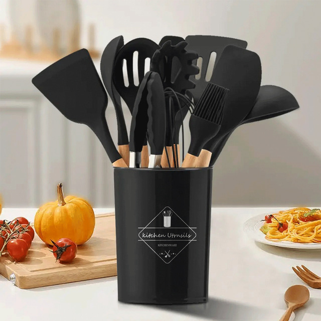 Kit 12 Utensílios Cozinha Silicone Deluxe Premium - Cores Kit 12 Utensílios Cozinha Silicone Deluxe Premium - Cores
