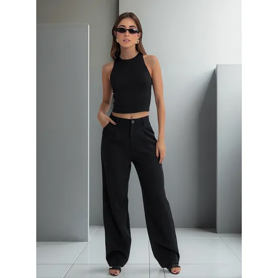 Pantalon Palazzo De Crepe Satrero De Mujer