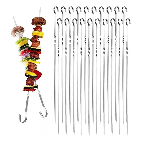 Kit Para Asado Set 20 Pinchos Anticucho Brochetas 39cm Parrilla Set Parrillero De Acero Inoxidable Marin Ideal Regalo Asador Camping Bbq Set Parrillero Para 20 Pinchos Kit Para Anticuchos Asado Barbac