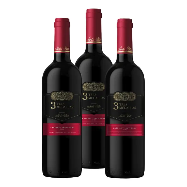 Vino Tinto Cab-sauv. Santa Rita 3 Medallas 750 Ml X 3 Un.