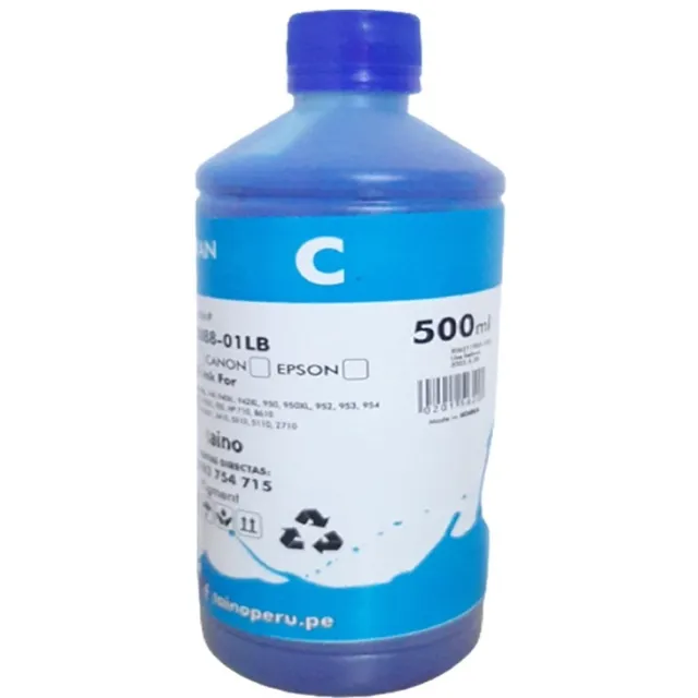Tinta Cian Pigmentada 1/2 Litro Inktec Compatible 