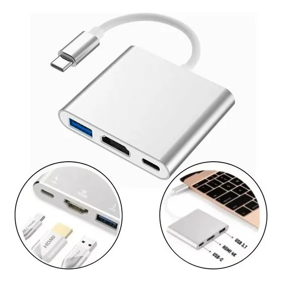 Adaptador Usb Tipo C 3 Em 1 Hdmi Dex Compatível Samsung  Mac