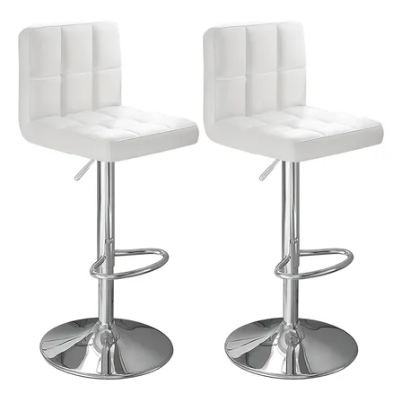 Pack 2 Silla Piso Bar Altura Regulable Taburete Con Respaldo Color Blanco Vidita