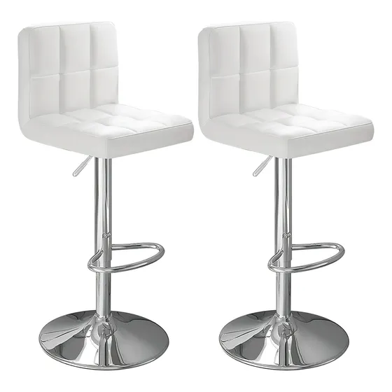Pack 2 Silla Piso Bar Altura Regulable Taburete Con Respaldo Color Blanco Vidita