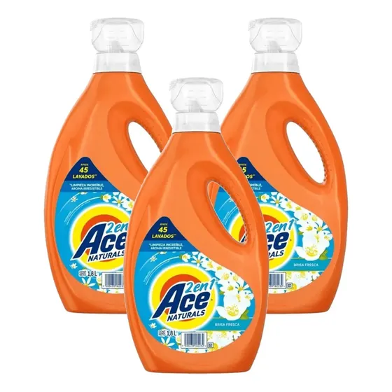 Pack 3 Botellas Detergente Ace 2 En 1 Liquido Concentrado 5.4 L