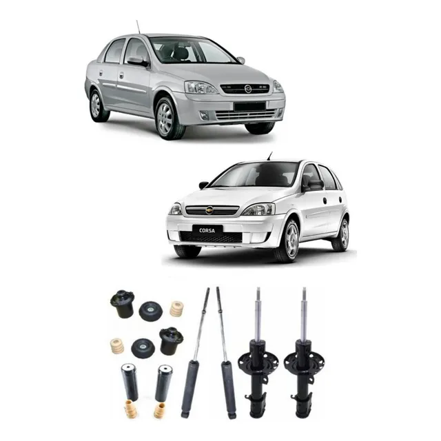 4 Amortecedor + 4 Kit Batente Corsa Joy Maxx 2004 2005 2006