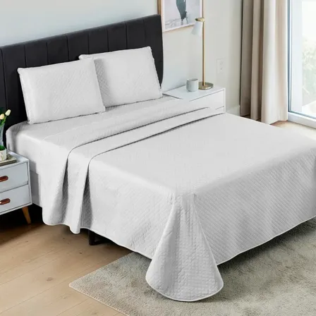 Cobre Leito Casal Queen 3 Peças Colcha Cama Kit Conforto Branco Liso