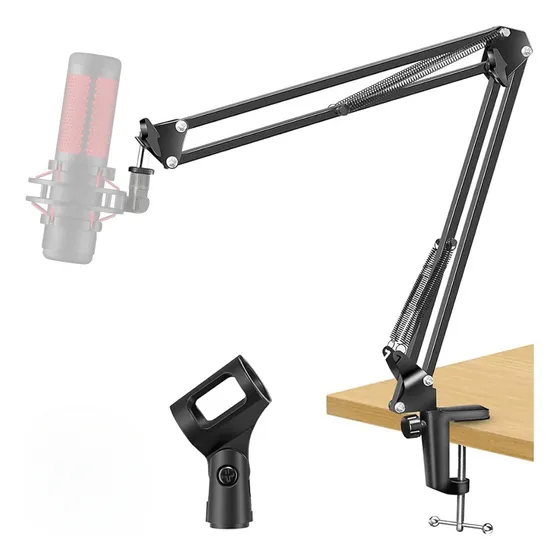 Soporte Brazo Tijera Ajustable -para Micrófono Camara Cel Color Negro