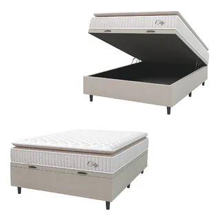 Cama Box BaĂș Casal Molas Ensacadas City Pillow Bege Cama Box BaĂș Casal Molas Ensacadas City Pillow Bege