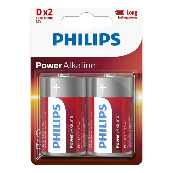 Pack X2 Pila Alcalina Philips Tamaño D.