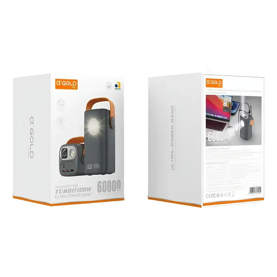 Power Bank 60.000 mAh 100w Turbo Compatível Starlink Notebook preto A'Gold BTE-96K
