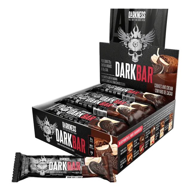 Dark Bar Cookies Cream com Nibs de Cacau 8un 720g - Darkness