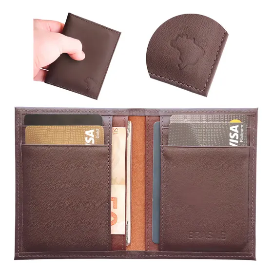Carteira Masculina Slim Porta Cartões Cédulas Cor Marrom
