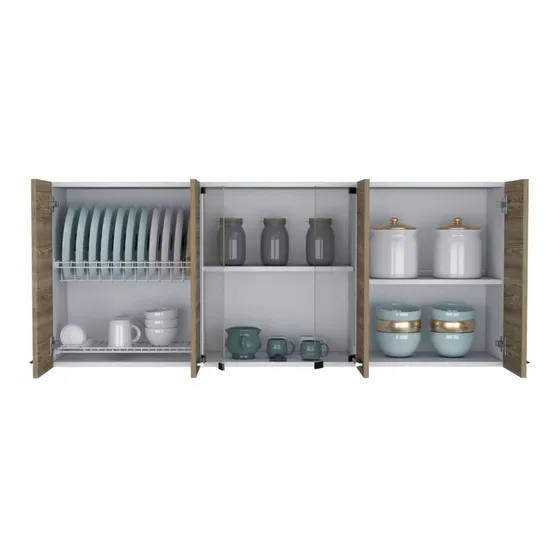 Gabinete Superior Cocina 150 Rta Blanco + Miel