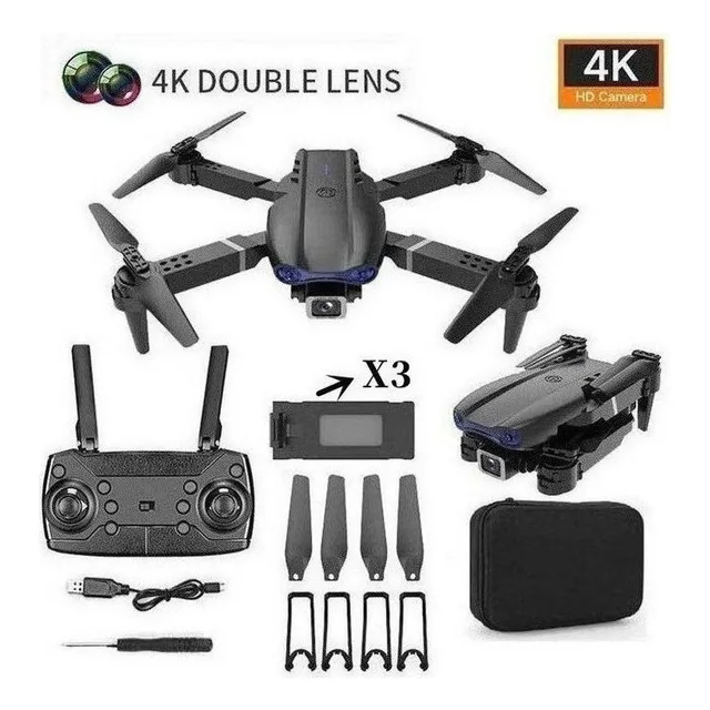 Mini Drone E99 Pro Professional, Cámara Dual 4k, 3 Baterías