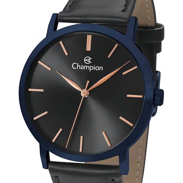 Relógio Champion Masculino Social Original Couro Preto Cor Do Bisel Azul Relógio Champion Masculino Social Original Couro Preto Cor Do Bisel Azul