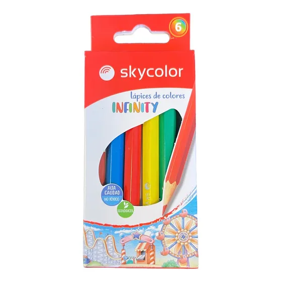 Lapices Skycolor Cortos X6 Colores Pack 30 Cajitas Souvenir Trazo