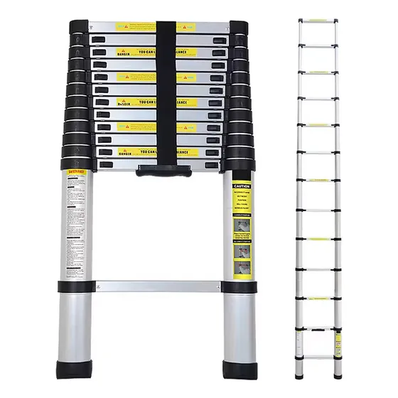 Escalera Telescópica D Aluminio 3.8m Retráctil Soporta 150kg .