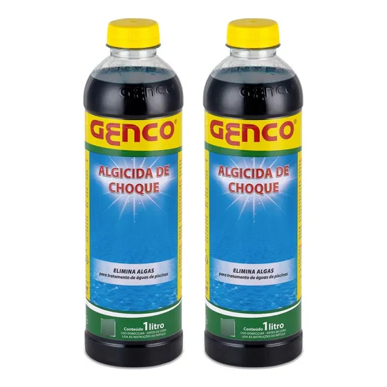Kit 2 Algicida De Choque Elimina Algas Piscinas Genco 1l
