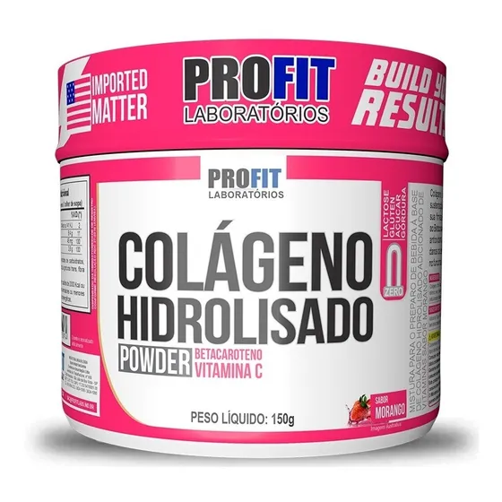 Colágeno hidrolizado en polvo (con betacaroteno y vitamina C), 150 g, sabor a fresa Profit Labs