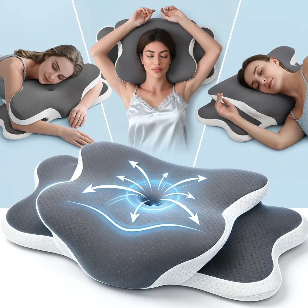 Travesseiro Cervical Ehomfory Refrescante Espuma Ortopédica Cinza-escuro