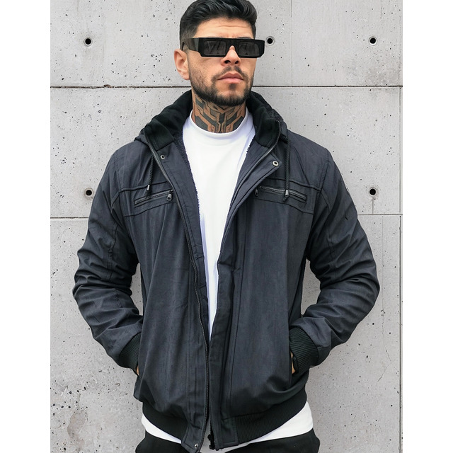 Jaqueta Masculina De Sarja Com Capuz Removivel Casaco Frio Jaqueta Masculina De Sarja Com Capuz Removivel Casaco Frio