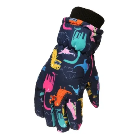 Guantes Nieve Niñ@s Ski Snowboard Impermeable Dino 4-8 Años