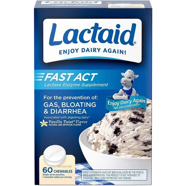 Lactaid Intolerantes Lactosa Masticable Rapida Accion 60 Und
