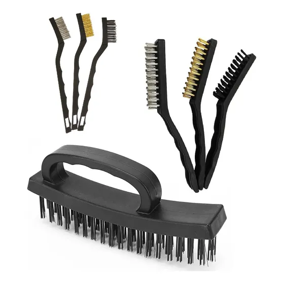 Jogo Com 7 Escovas Cerdas Aco Latao E Nylon, Cabo Plastico