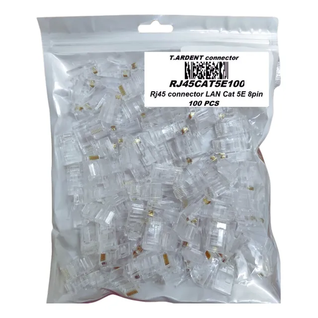 Conector De Red Rj45 X100 Unidades Cat5 Terminal Rj45