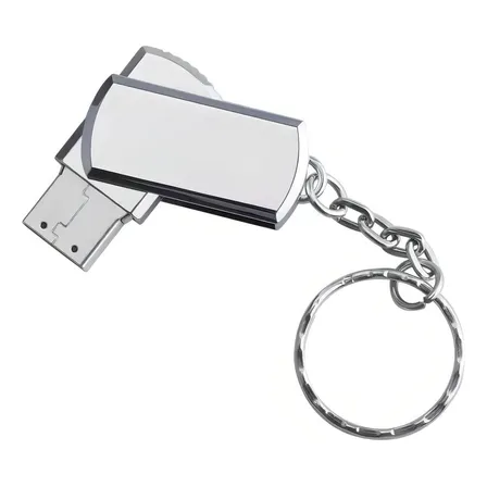 Pendrive Metalico Llavero 64gb Reclinable Flash Usb 2.0 Color Plateado
