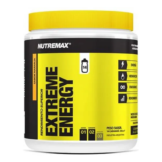 Extreme Energy Nutremax Isotónica Cafeina Vitaminas Sabor Naranja