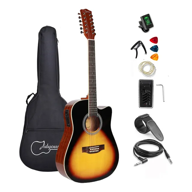 Precios De Acusticas Guitarras De 12 Cuerdas Negra Barata Color Dorado Material Del Diapasón Arce Orientación De La Mano Diestro