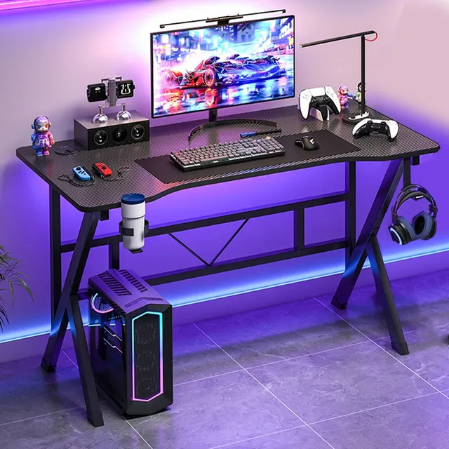 Escritorio Gamer Moderno Multifuncional Ergonómico Minimalis Negro
