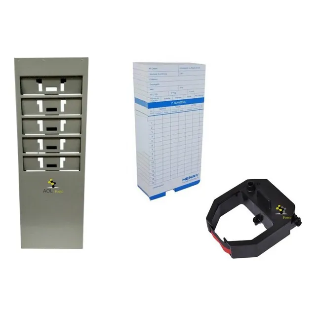Cartão De Ponto + Fita + Porta Cartão 5 Lug Relógio De Ponto