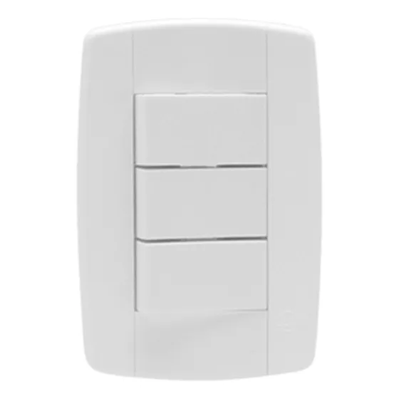 Espelho E Placa 4x2 Com 3 Interruptores Simples Triplo Ilumi