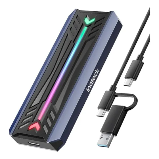 Inateck Carcasa Ssd Sata M.2 Nvme Con Rgb, Usb 3.2