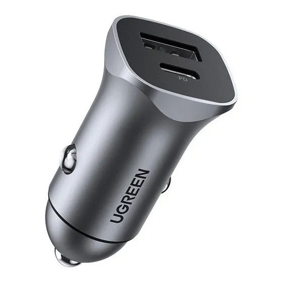Ugreen Cargador De Auto Rapido USB-C PD 3.0 USB-A 20W Doble Puerto