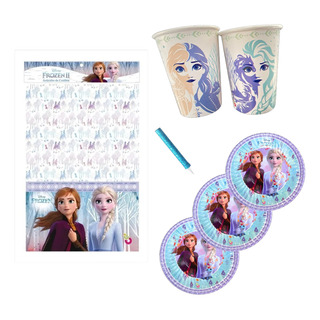 Kit Frozen Elsa Ana Descartable Vasos Platos Mantel Cotillón Kit Frozen Elsa Ana Descartable Vasos Platos Mantel Cotillón