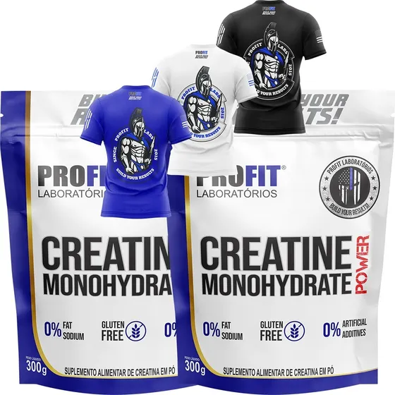 2x Creatina Monohydrate Power - Refil 300g + Camiseta Profit