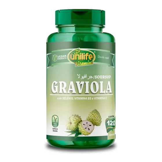 Graviola Guanábana Unilife Con Vit B5, C Y Selenio 120 Caps