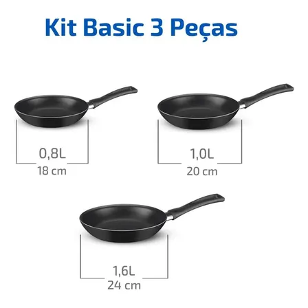 Kit De Frigideiras Antiaderentes Rochedo Basic Com 3 Peças