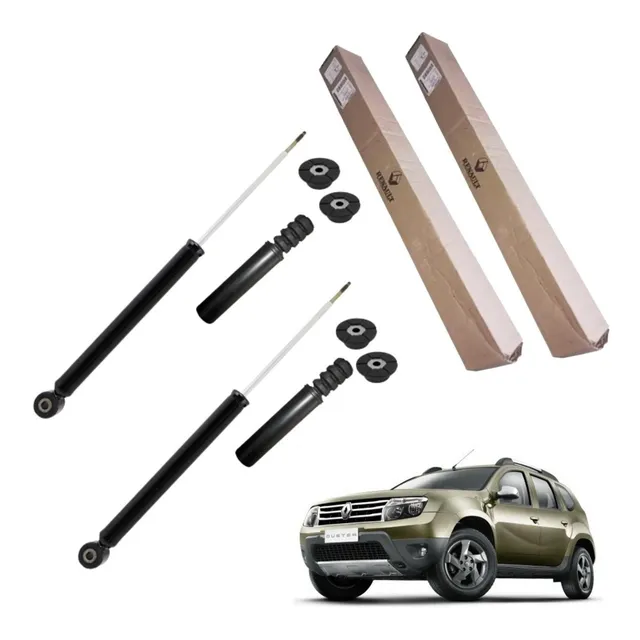 Par Amortecedor + Coxim Batente Coifa Traseiro Duster 4x2 2010 2011 2013 2014 2015 2016 2017 - Original