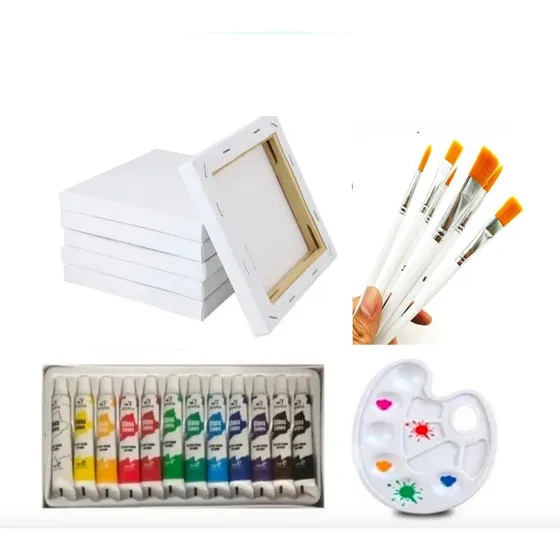 Set De Pintura Arte Kit Para Pintar Bastidor 18x24 Acrílicos