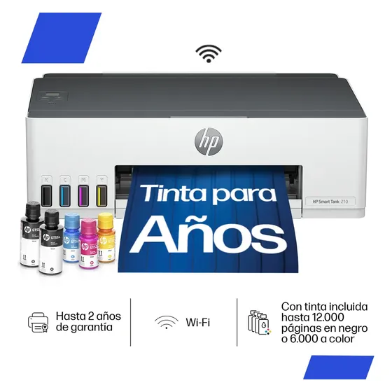 Impresora Hp Smart Tank 210 Tinta Continua Color Wi-Fi Smart App Blanco