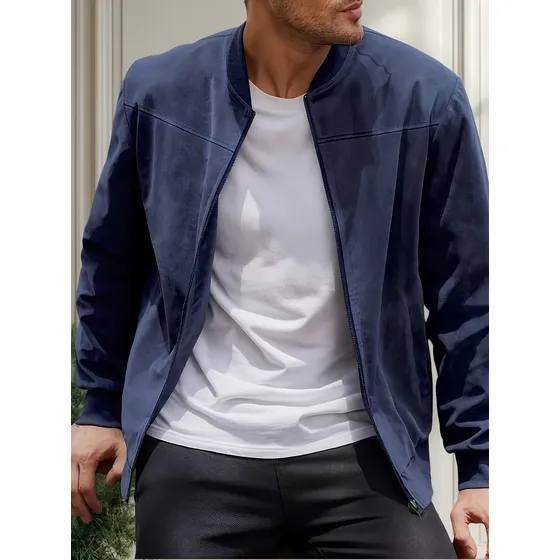Chaqueta Casual Retro De Terciopelo Con Cremallera Hombre
