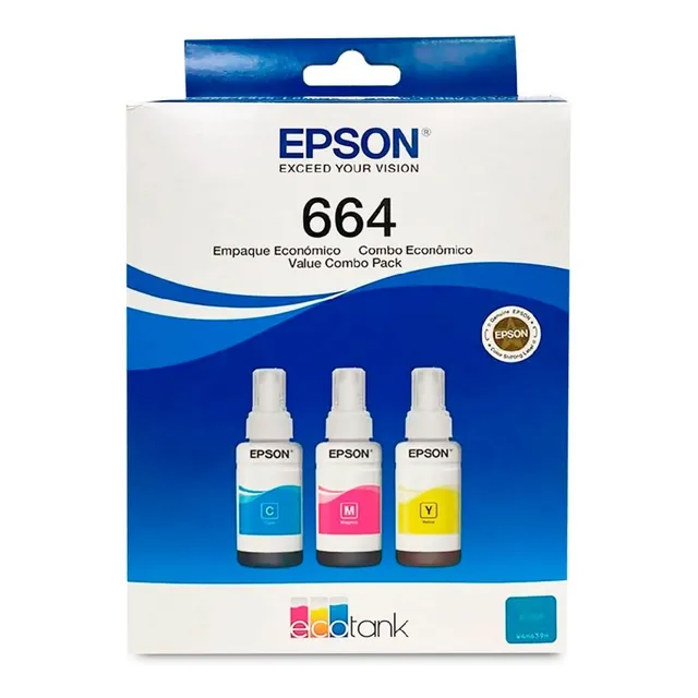 Kit 3 Tintas Originales Epson T664 Cmy
